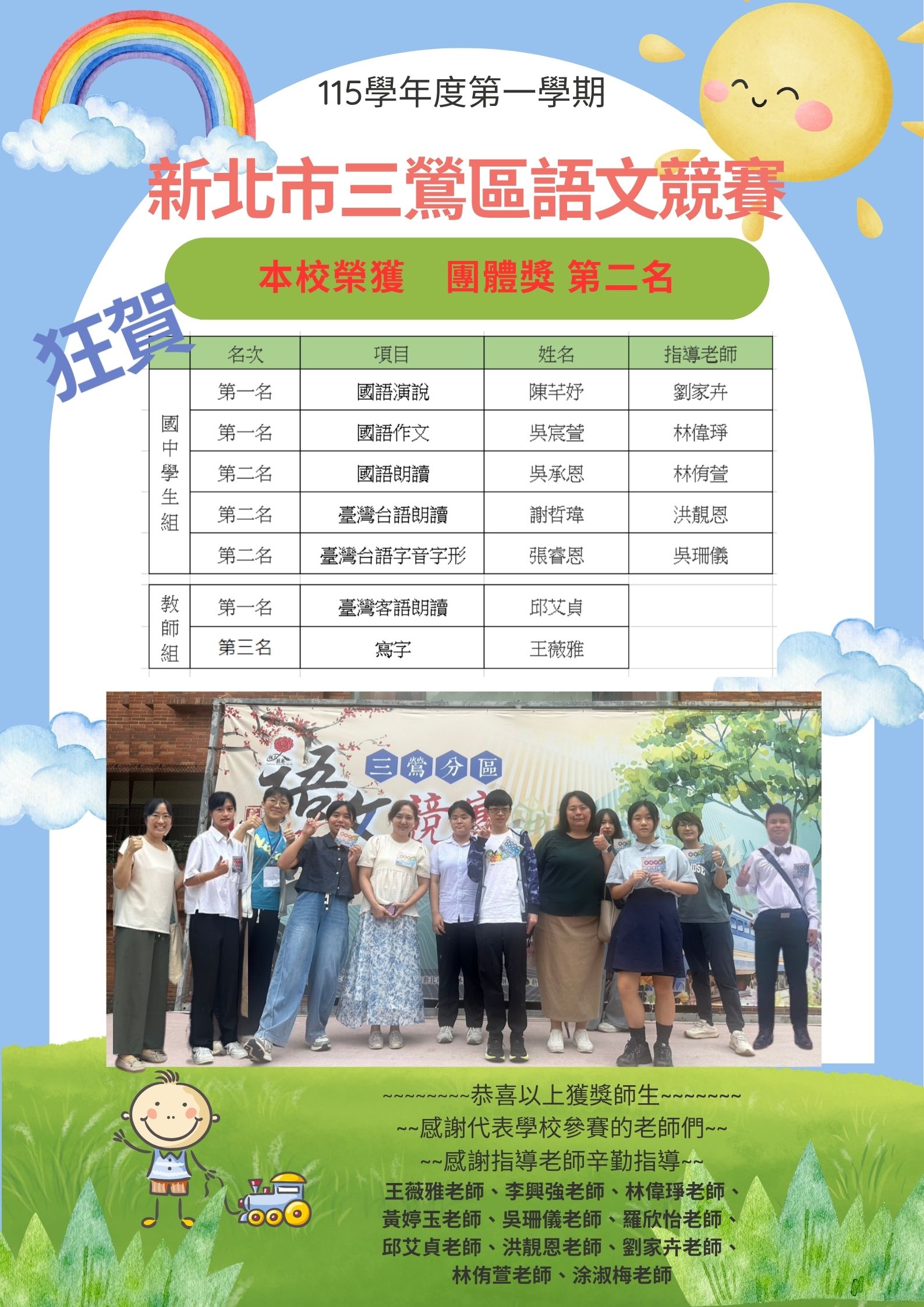 115語文競賽海報成績